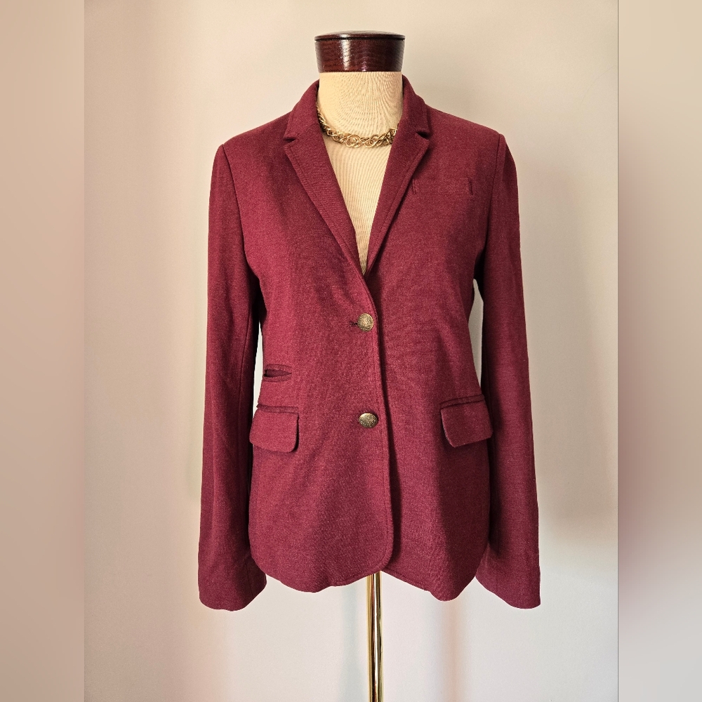 J. Crew Soft And Pliable Burgundy Sweater Blazer. Size 8
